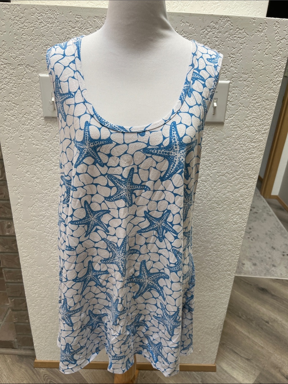Lularoe Blue Starfish Swing Perfect Tank Beach Coverup Large